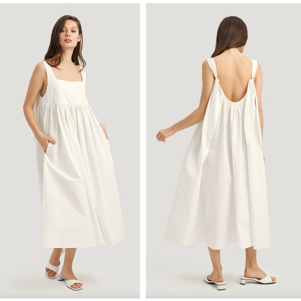 NAP Bunny Strap Maxi Dress Cotton White